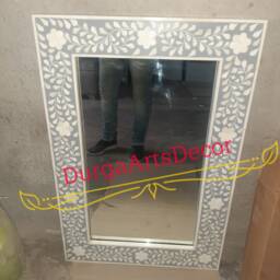 Black & Bone Inlay Floral Pattern Mirror Frame With Complimentary - thumbnail 2