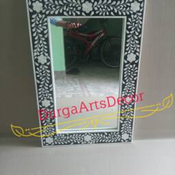 Black & Bone Inlay Floral Pattern Mirror Frame With Complimentary - thumbnail 3