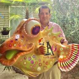 Hand Made Fiberglass Fish Sculpture Custom Wall Art For Indoor/Outdoor Display - thumbnail 2