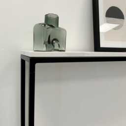 Calacatta Quartz Console Table Handmade Black Steel Frame Hallway Table - thumbnail 4