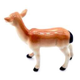 Miniature Ceramic Hind Doe Deer Female Animal Little Brown Beige Figurine Small Statue Tiny Decoration Hand Painted Collectible Figure Deco - thumbnail 2
