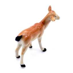 Miniature Ceramic Hind Doe Deer Female Animal Little Brown Beige Figurine Small Statue Tiny Decoration Hand Painted Collectible Figure Deco - thumbnail 3