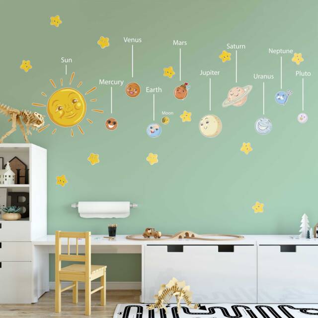 Solar System Decals - Planets With Names Wall Stickers Sticker For Nursery Or Kids Bedroom Decoration Skusolarstk - image 1