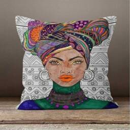African Style, Woman Figure, Cushion Cover/African Design Pillow Case/Decorative Ethnic Throw Cushion Top/Authentic Home Decor - thumbnail 2