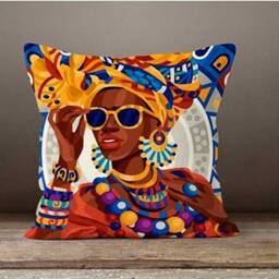 African Style, Woman Figure, Cushion Cover/African Design Pillow Case/Decorative Ethnic Throw Cushion Top/Authentic Home Decor - thumbnail 3