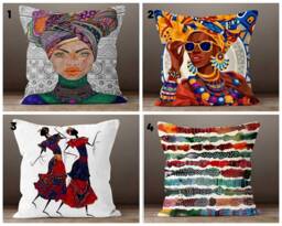African Style, Woman Figure, Cushion Cover/African Design Pillow Case/Decorative Ethnic Throw Cushion Top/Authentic Home Decor - thumbnail 1
