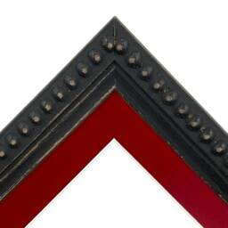 Crown Black Photo Frame With Red Mount, Wooden Bobbin Distressed - thumbnail 2
