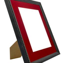 Crown Black Photo Frame With Red Mount, Wooden Bobbin Distressed - thumbnail 3