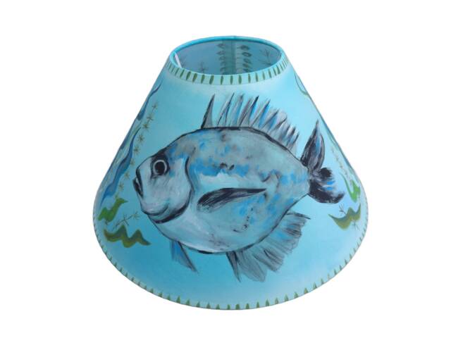 Bloomsbury Lampshade, Bohemian Interiors, Duncan Grant, Hand Painted Fish Sea Lampshade, Vanessa Bell Lampshade - image 1