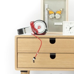 White Nightstand/Bedside Table, Scandinavian Mid-Century Modern Retro Style With 1 Or 2 Drawers & Legs Made Of Oak Wood - thumbnail 2
