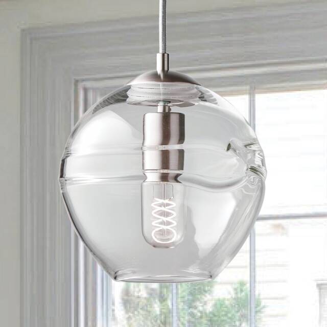 Clear Fiona Pendant Light Hand Blown Glass Made To Order - image 1