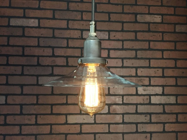 "Industrial Pendant Light -Raw Steel 8"" Flat Clear Glass Shade With Patented ""Huila Connector" - image 1