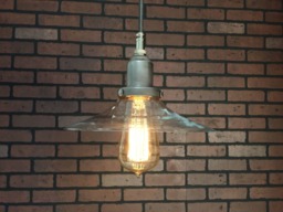 "Industrial Pendant Light -Raw Steel 8"" Flat Clear Glass Shade With Patented ""Huila Connector"