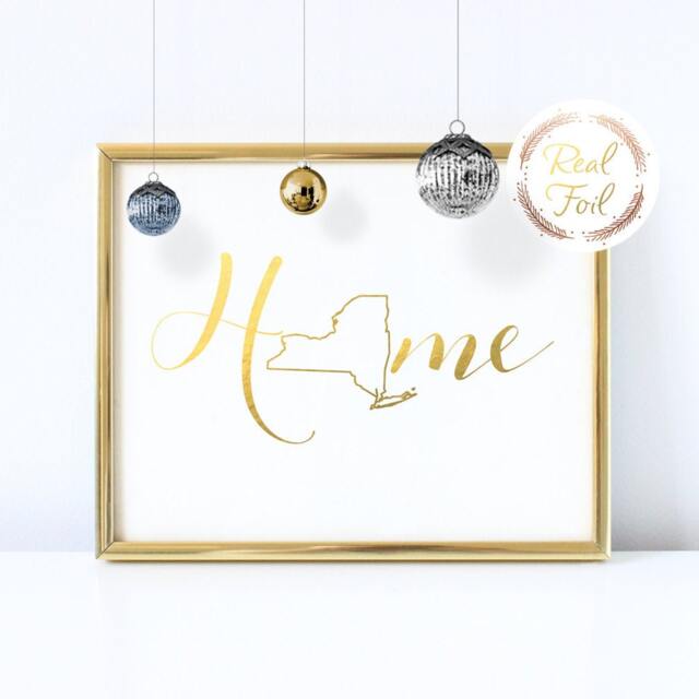 Gift For Her Parents Home With State Print Gold Foil Wall Decor Custom New York - image 1