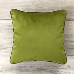 Green Apple Velvet Pillow Cover Lumbar Cushion With Piping - thumbnail 3