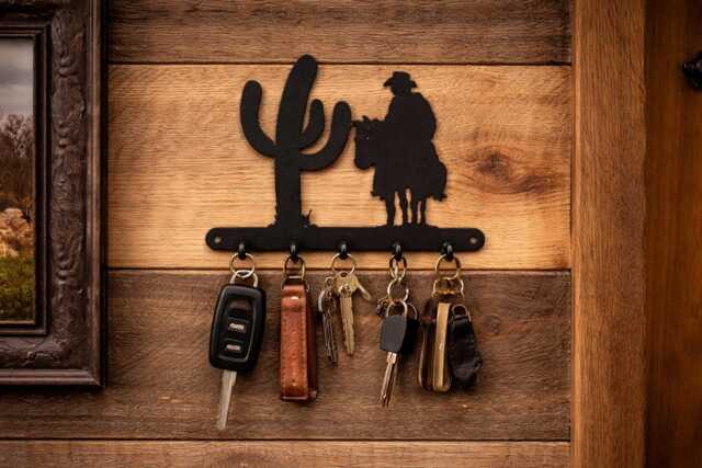 Cowboy By A Saguaro Cactus Key Holder - [4500006] - image 1