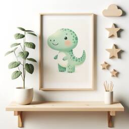 Kids Dinosaur Wall Art Set - 3 Prints - Nursery, Bedroom Poster Watercolour Dino Decor Childrens Kid Playroom Artwork Print - thumbnail 3