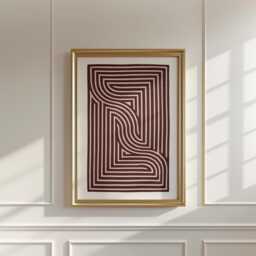 Burgundy Maze Poster - Minimal Geometric Wall Art Abstract Line Print - thumbnail 3