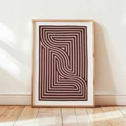 Burgundy Maze Poster - Minimal Geometric Wall Art Abstract Line Print - thumbnail 4