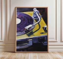 Retro Turntable Art Print, Mid Century Modern Music Room Decor - thumbnail 1