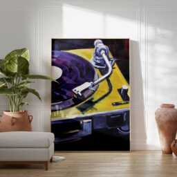Retro Turntable Art Print, Mid Century Modern Music Room Decor - thumbnail 4