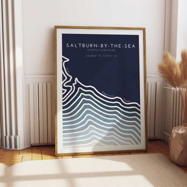 Saltburn-By-The-Sea Print Minimalist Yorkshire Coastline Art - Free Personalisation - image 1