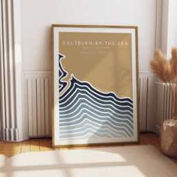 Saltburn-By-The-Sea Print Minimalist Yorkshire Coastline Art - Free Personalisation - thumbnail 2