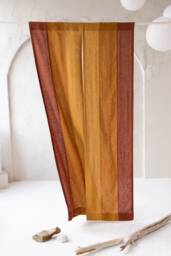 Noren Color Block in Natural Linen. Custom Size Japanese Door Noren. Bright Colors Linen Curtains. Mustard Terracotta Burnt Orange Colors