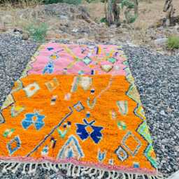 Pink Moroccan Rug, Shag Orange & Custom Made Carpet, Large Area Rug - thumbnail 2