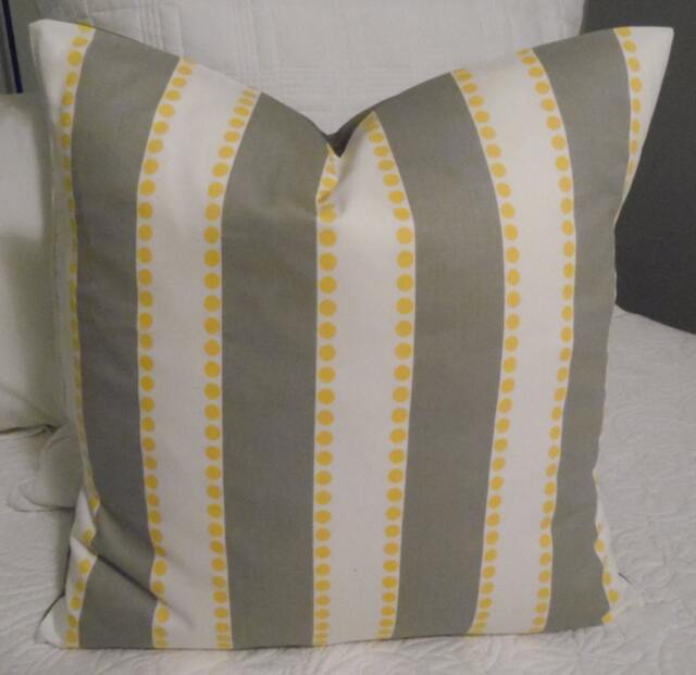 Storm Grey. 18 X Yellow.white.grey. Lulu Stripe.scribble.grey.white. Cotton. Throw Pillow.toss Pillow.slipcovers.pillows - image 1