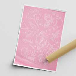 Traditional Tattoo - Line Flash Poster Sheet Art Poster, Classic Designs, Ink-Inspired Wall Decor, Alternative Home Decor - thumbnail 3