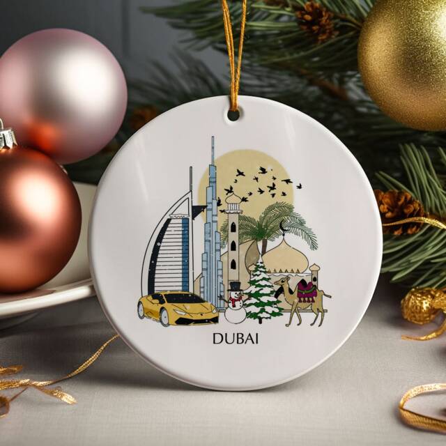 Dubai Uae Christmas Tree Ceramic Ornament Emirates Personalised Decoration Gift Bauble Home Decor Holiday Custom - image 1