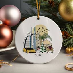 Dubai Uae Christmas Tree Ceramic Ornament Emirates Personalised Decoration Gift Bauble Home Decor Holiday Custom - thumbnail 1