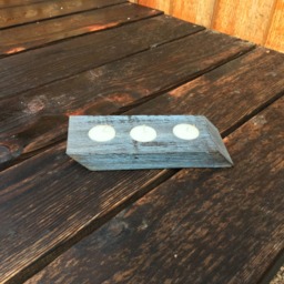 Reclaimed Oak, Wooden Candle, Tea Light Holder, Blue - thumbnail 4