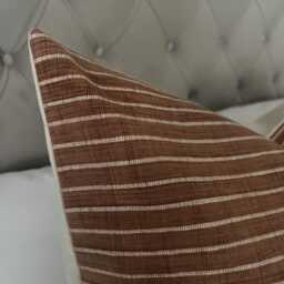 Burnt Orange Striped Pillow Cover, Terracotta Throw Cushions, Stripe Cushion Covers, Rust - thumbnail 3