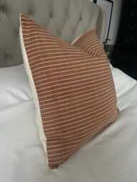 Burnt Orange Striped Pillow Cover, Terracotta Throw Cushions, Stripe Cushion Covers, Rust - thumbnail 1