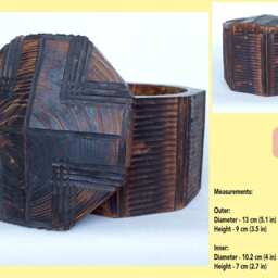 Wooden Box Handmade For Jewelry Geometric Lines Unique Design Vintage Look - thumbnail 3