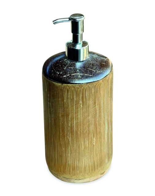 Tall Bamboo Lotion & Soap Dispenser With Metal Pump - image 1