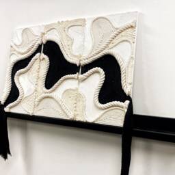 Fiber Art Wall Hanging, Handmade, Natural Cotton Rope - thumbnail 3
