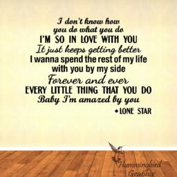 "Lone Star Lyrics Vinyl Wall Decal ""Baby I'm Amazed By You" - thumbnail 2