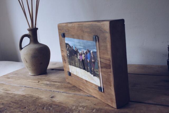 Handmade Photo Frame - Reclaimed Wood 60Th Birthday Gift Bespoke Personalised Family One Of A Kind Freestanding - image 1