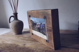 Handmade Photo Frame - Reclaimed Wood 60Th Birthday Gift Bespoke Personalised Family One Of A Kind Freestanding - thumbnail 1