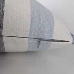 Blue Grey Stripe Cotton Linen Blend Cushion Cover Penzance Nautical Coastal Style Handmade Cover - thumbnail 3