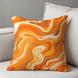 Orange Abstract Cushion Cover, Retro Swirl Pattern Pillowcase, Mid Century Case - thumbnail 4