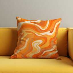 Orange Abstract Cushion Cover, Retro Swirl Pattern Pillowcase, Mid Century Case - thumbnail 2