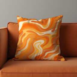 Orange Abstract Cushion Cover, Retro Swirl Pattern Pillowcase, Mid Century Case - thumbnail 1