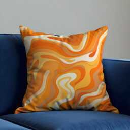 Orange Abstract Cushion Cover, Retro Swirl Pattern Pillowcase, Mid Century Case - thumbnail 3