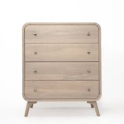 Wood Chest Of Drawers in Whitened Oak, Solid Oak Bedroom Storage With 4 Drawers, Art Deco Dresser, Custom Furniture - thumbnail 3