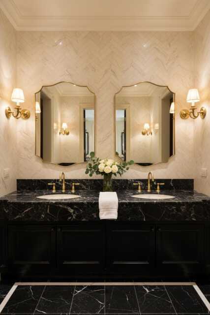 Scalloped Wall Mirror - Handmade Brass Bathroom Vanity Mirror, Curved Edges - image 1