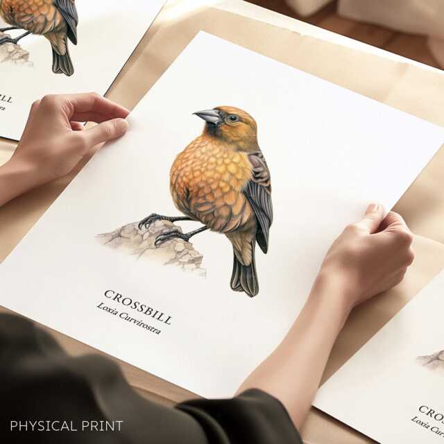 Crossbill Bird Illustrated Print, Wall Decor Prints, Species, Garden Birds - image 1